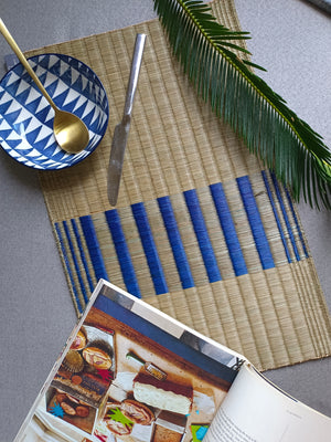 Placemat L Natural navy accent