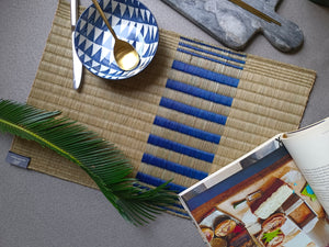 Placemat L Natural navy accent