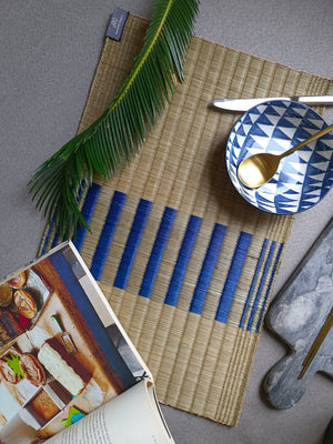 Placemat L Natural navy accent