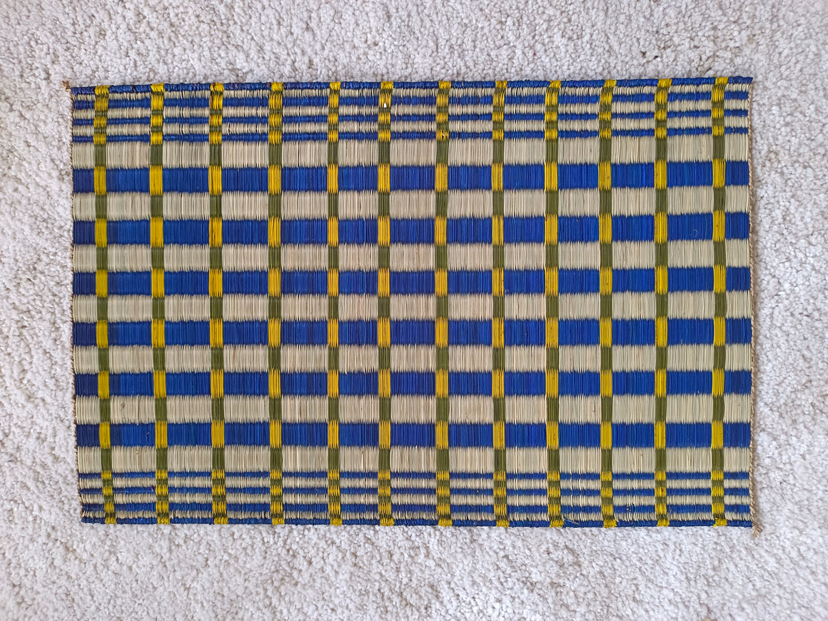 Placemat L Checkered navy yellow