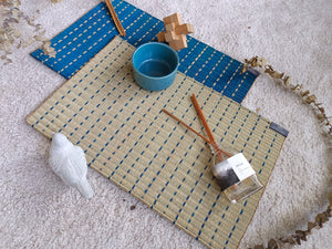 Placemat L Navy white rain 01