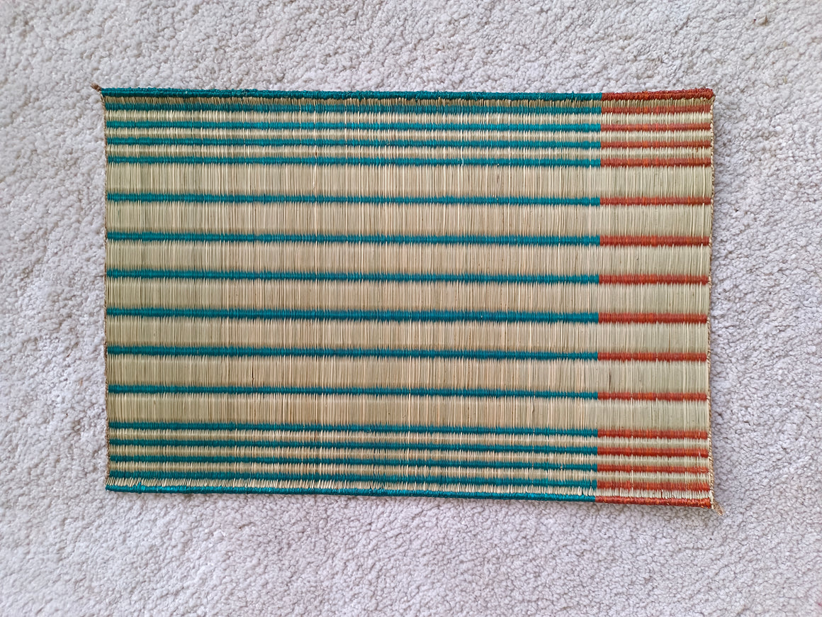 Placemat L Horizon stripe green orange