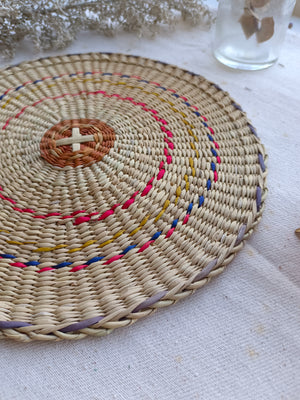 Placemat Round dripping red yellow