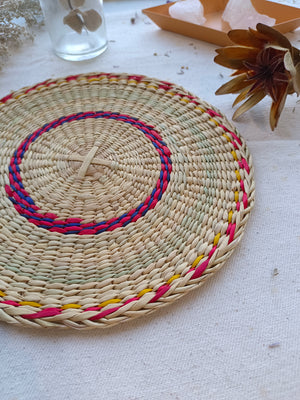 Placemat Round Red yellow navy