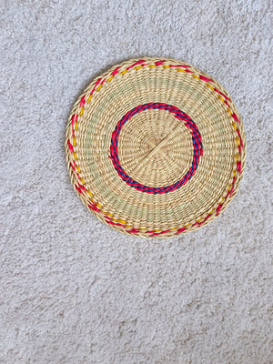 Placemat Round Red yellow navy