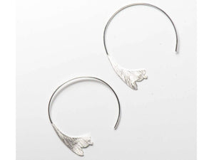 Wholesale 1/ 3 pcs Ginko Leaf Jewelry Shaped Silver Hammered Earrings Unique Craft Textured Sterling 925 Hoop Artisan Finish Everyday