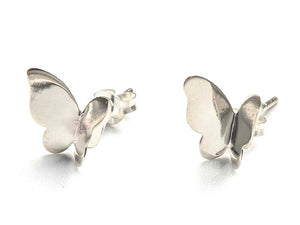 Wholesale 1/3 pcs- Hammered Butterfly Wing Earring Studs- Sterling Silver 925