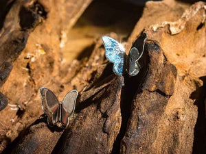 Wholesale 1/3 pcs- Hammered Butterfly Wing Earring Studs- Sterling Silver 925