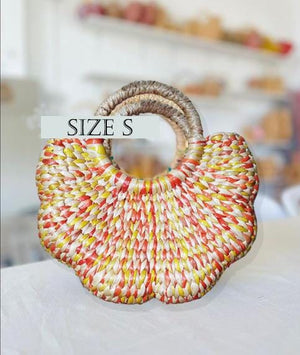 Scallop Water Hyacinth Flower Shape Handbag - Orange