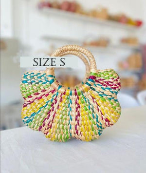 Scallop Rainbow Water Hyacinth Flower Shape Handbag