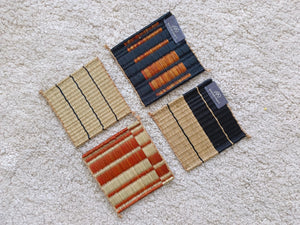 Wholesale set of 10/ 40 Orange black Handwoven Handmade Sedge Coaster 4"x4"- Stripe Tones Gift Set