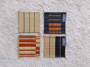 Wholesale set of 10/ 40 Orange black Handwoven Handmade Sedge Coaster 4"x4"- Stripe Tones Gift Set