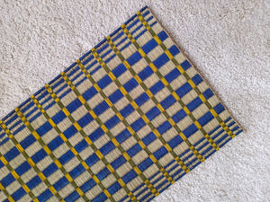 Wholesale set of 2/ 12 Checkered navy yellow Handwoven Eco-Friendly Woven Placemat - Midnight Stripe Rain 11.8x17.7 inches