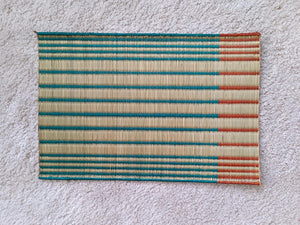 Wholesale set of 2/ 12 Horizon Green orange Handwoven Eco-Friendly Woven Placemat - Midnight Stripe Rain 11.8x17.7 inches