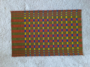 Wholesale set of 2/ 12 Checkered Emerald orange Handwoven Eco-Friendly Woven Placemat - Midnight Stripe Rain 11.8x17.7 inches