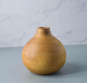 Wholesale 1/ 3PCS Natural Handmade Mango carved 4inch small vase- zen wabisabi living Pear shape