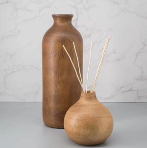 Wholesale 1/3PCS Natural Handmade Mango carved 10x3inch tall vase- zen wabisabi living-Milk Bottle Shape