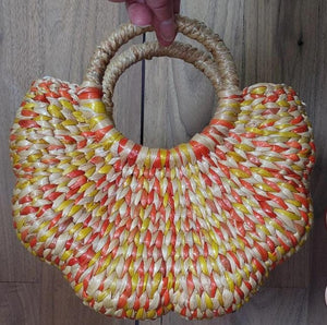 Scallop Water Hyacinth Flower Shape Handbag - Orange