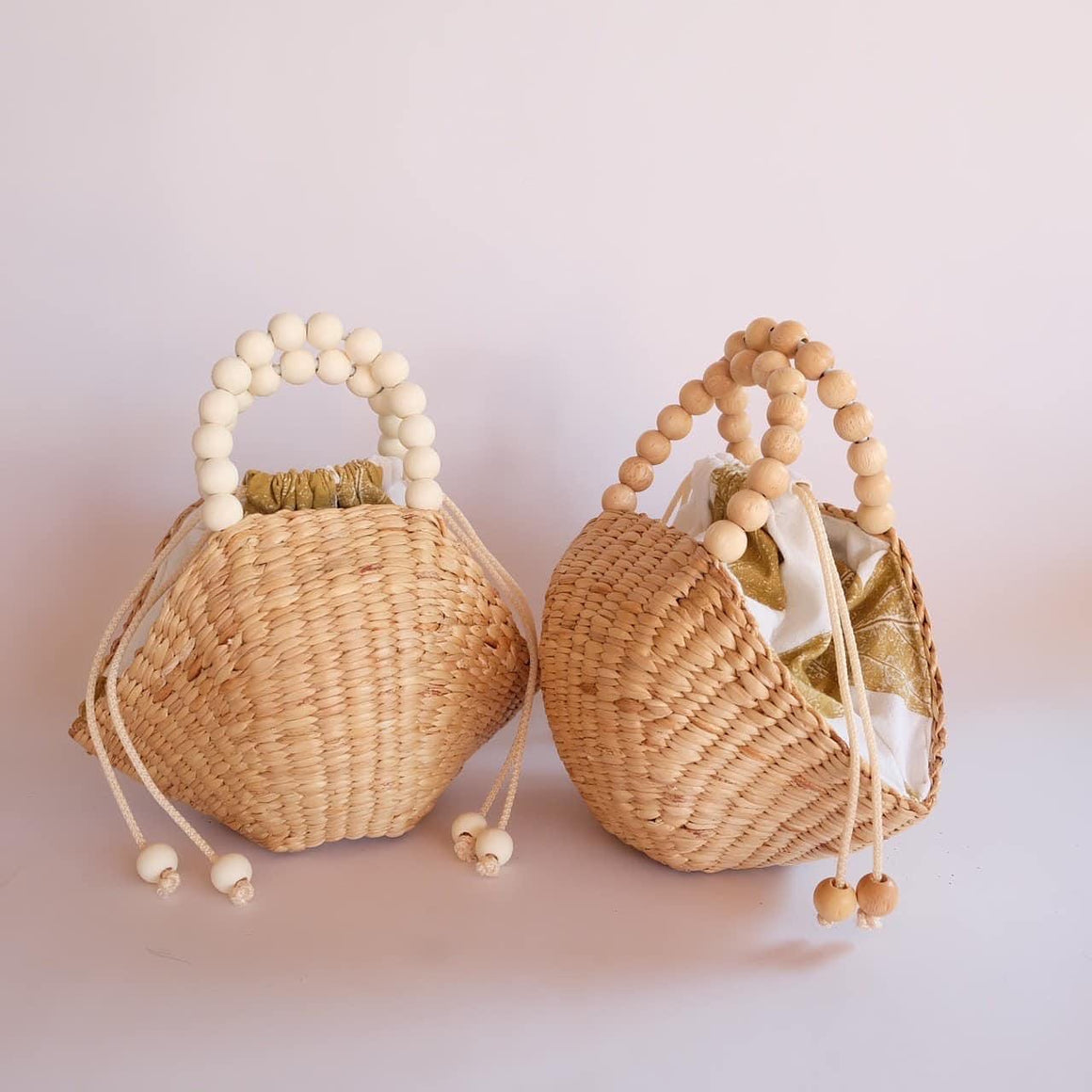 Seashell Water Hyacinth Handbag - Boho Handmade Spring Shopper - Natural