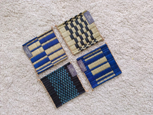 Wholesale set of 10/ 40 Navy white Handwoven Handmade Sedge Coaster 4"x4"- Stripe Tones Gift Set