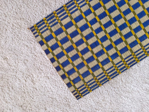 Wholesale set of 2/ 12 Checkered navy yellow Handwoven Eco-Friendly Woven Placemat - Midnight Stripe Rain 11.8x17.7 inches