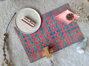 Wholesale set of 2/ 12 Torii pink blue Handwoven Eco-Friendly Woven Placemat - Midnight Stripe Rain 11.8x17.7 inches