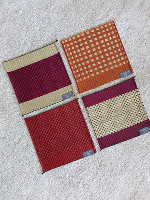 Wholesale set of 2/ 10 PCS Star grid Handwoven Handmade Sedge Trivet 8"x8"- Orange &red wine Tones Gift Set