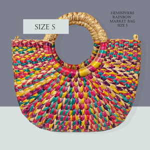 Wholesale 1/ 3 PCS- Rainbow Handmade Boho Water Hyacinth Semi-Circle Tote Bag Handbag Market Bag Spring Shopper