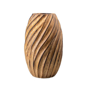 Wholesale 1/3PCS Natural Handmade Mango carved 12" tall vase- zen wabisabi living