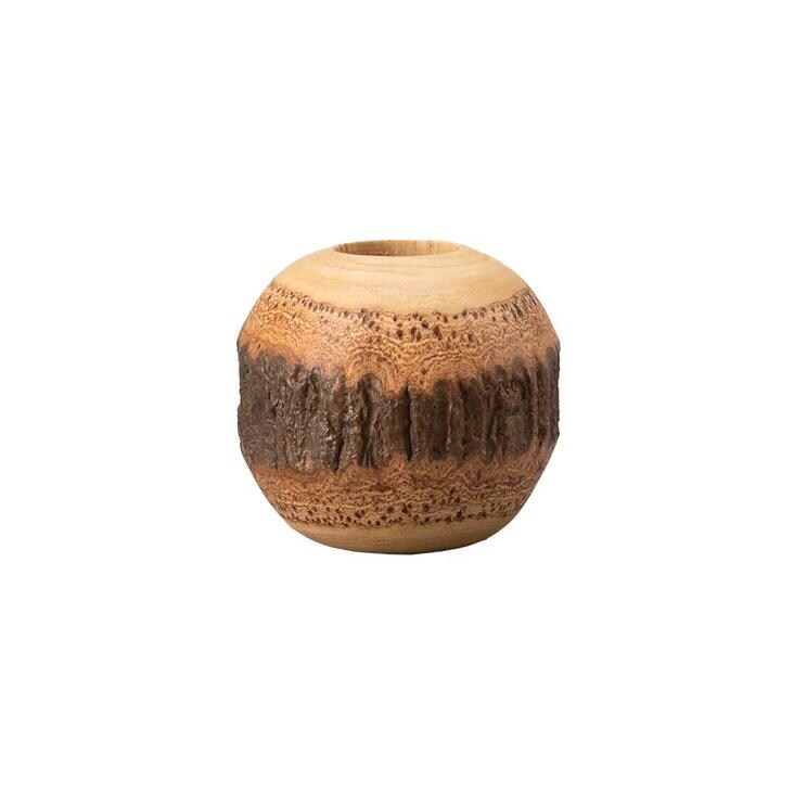 Wholesale 1/3PCS Natural Handmade Mango carved 3inch small vase- rough rustic industrial camping living- Orange Shape