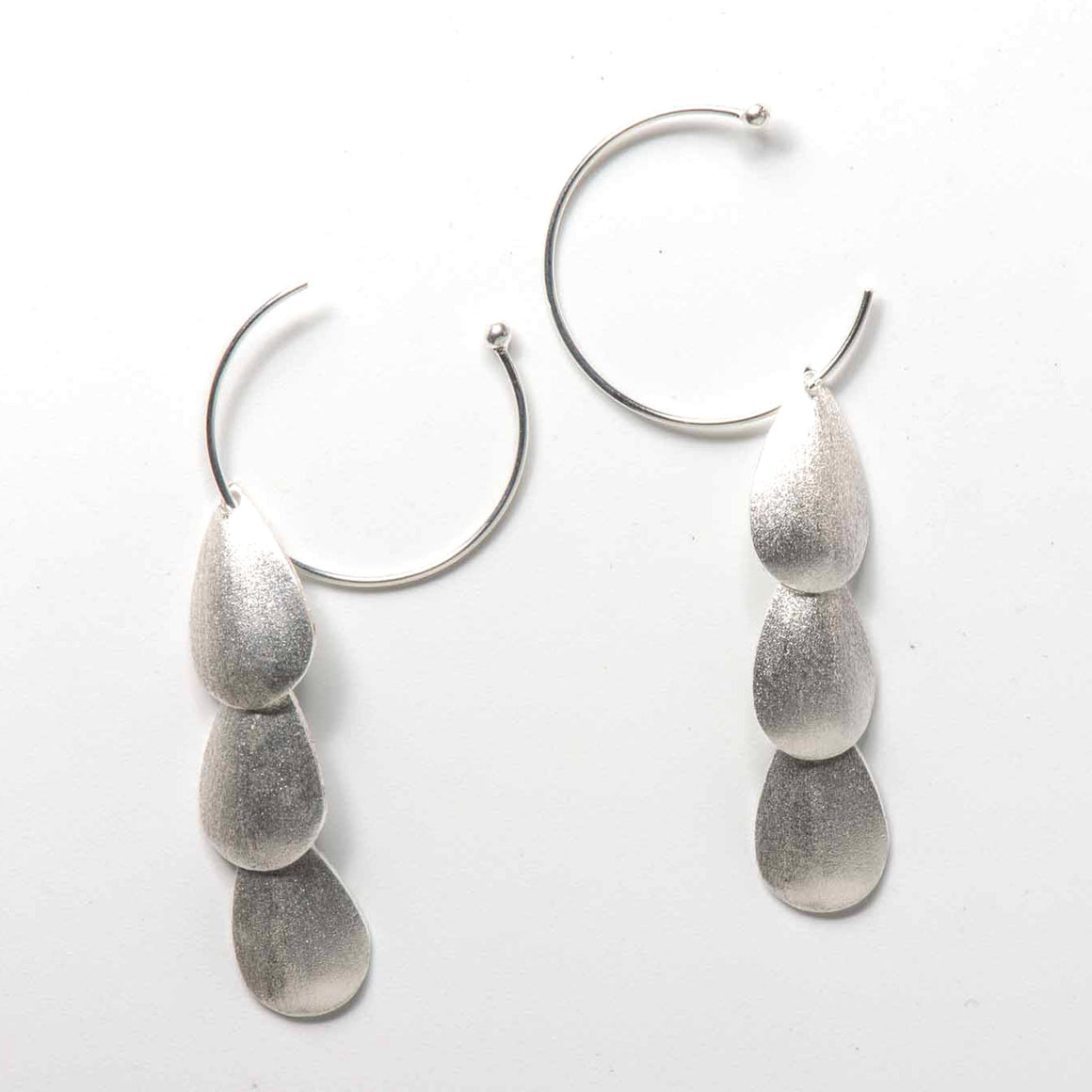 Wholesale 1/ 3 pcs Raindrop Artisan Jewelry Silver Earring Water drop Hoop Hammered Tribal Drop Craft Sterling 925